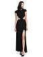 cheap Special Occasion Dresses-Sheath / Column Jewel Neck Ankle Length Jersey Formal Evening Dress with Buttons / Split Front by TS Couture®