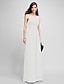 Χαμηλού Κόστους Βραδινά Φορέματα-Ίσια Γραμμή Αμπίρ Φόρεμα Επισκέπτης γάμου Επίσημο Βραδινό Μακρύ Αμάνικο Ένας Ώμος Φόρεμα παράνυμφου Σιφόν με Πιασίματα Χάντρες 2024