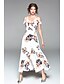 cheap Women&#039;s Dresses-Women&#039;s Chiffon Dress Swing Dress Maxi long Dress White Short Sleeve Floral Split Spring Summer V Neck Floral S M L XL
