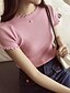 cheap Women&#039;s Sweaters-Women&#039;s Daily Solid Colored Short Sleeve Regular Pullover, Round Neck Summer Cotton Orange / Pink One-Size