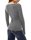 abordables Top femme grande taille-Femme T shirt Tee Couleur Pleine Col V Violet Gris Noir du quotidien Sortie Croisé Vêtement Tenue / Manches Longues