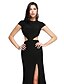 cheap Special Occasion Dresses-Sheath / Column Jewel Neck Ankle Length Jersey Formal Evening Dress with Buttons / Split Front by TS Couture®