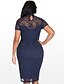 cheap Women&#039;s Dresses-Women&#039;s Lace Plus Size Going out Street chic Slim Bodycon Dress - Patchwork Lace Cut Out Crew Neck Spring Navy Blue XXXXL XXXXXL XXXXXXL