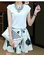 baratos Conjuntos de Duas Peças de mulher-Mulheres Camiseta Branco Laranja Floral Imprimir Manga Curta Diário Decote Redondo Verão