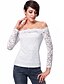 cheap Women&#039;s T-shirts-Women&#039;s T-shirt Solid Colored Lace Tops Cotton Vintage Boat Neck White Black Blue / Going out