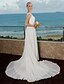 cheap Wedding Dresses-Hall Wedding Dresses A-Line V Neck Regular Straps Chapel Train Chiffon Bridal Gowns With Sashes / Ribbons Appliques 2023