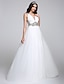 cheap Wedding Dresses-Wedding Dresses A-Line V Neck Regular Straps Sweep / Brush Train Chiffon Bridal Gowns With Crystal Draping 2023