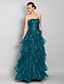 cheap Evening Dresses-A-Line Elegant Dress Prom Floor Length Sleeveless Strapless Organza with Ruffles Tier 2022 / Formal Evening