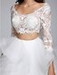 זול שמלות כלה-שמלות חתונה שני חלקים סקופ צוואר שרוול 4\3 עד הריצפה טול שמלות כלה עם אפליקציות 2023
