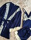 זול הלבשה תחתונה סקסית-בגדי ריקוד נשים תחרה שרוכים לכל האורך סטן ומשי חליפות Nightwear אחיד שחור / ורוד מסמיק / כחול נייבי M L XL / צווארון V