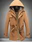 cheap Men&#039;s Jackets &amp; Coats-Men&#039;s Plus Size Cotton Trench Coat - Solid Colored Hooded / Long Sleeve