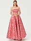 cheap Evening Dresses-Ball Gown Celebrity Style Open Back Pattern Dress Formal Evening Dress Strapless Straight Neckline Sleeveless Ankle Length Satin with Pattern / Print 2020