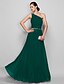 cheap Evening Dresses-Sheath / Column Minimalist Dress Prom Floor Length Sleeveless One Shoulder Chiffon with Ruched Beading  / Formal Evening