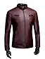 cheap Men&#039;s Jackets &amp; Coats-Men&#039;s Daily Fall / Winter Plus Size Regular Leather Jacket, Solid Colored Stand Long Sleeve PU Brown / Black / Wine XL / XXL / XXXL