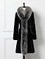 Χαμηλού Κόστους Γυναικείες Γούνες &amp; Δέρματα-Γυναικεία Καθημερινά Απλός / Καθημερινό Χειμώνας Μακρύ Γούνινο παλτό, Μονόχρωμο Όρθιος Γιακάς Μακρυμάνικο Άλλα Μαύρο