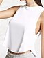 abordables Camisetas y camisolas de mujer-Mujer Casual Noche Estilo moderno / Clásico / Elegante - Algodón Tank Tops, Cuello Barco Un Color Blanco / Verano