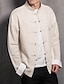 cheap Men&#039;s Casual Shirts-Men&#039;s Shirt Solid Colored Standing Collar Black Khaki Red Long Sleeve Daily Weekend Slim Tops Chinoiserie / Spring / Fall