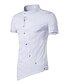 cheap Men&#039;s Shirts-Men&#039;s Shirt Solid Colored Short Sleeve Daily Tops Cotton Standing Collar Gray White Black / Summer