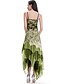 cheap Women&#039;s Dresses-Women&#039;s Party / Club Maxi / Asymmetrical Slim A Line Dress - Lace Printing Layered / Mesh V Neck Summer Green Gray XXL XXXL XXXXL / Sexy