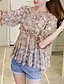 cheap Women&#039;s Blouses &amp; Shirts-Women&#039;s Daily Going out Boho Summer Fall Blouse,Floral Round Neck Half Sleeves Polyester Medium