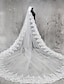 cheap Wedding Veils-One-tier Lace Applique Edge Wedding Veil Cathedral Veils with Appliques Lace / Tulle / Classic