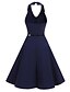 cheap Women&#039;s Dresses-Women&#039;s Navy Blue Dress All Seasons Party Sheath Swing Solid Colored Halter Neck Backless S M / Cotton