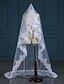 cheap Wedding Veils-One-tier Lace Applique Edge Wedding Veil Chapel Veils with Satin Flower / Sequin / Embroidery Tulle / Classic