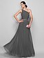 billige Aftenkjoler-Sheath / Column Minimalist Dress Prom Floor Length Sleeveless One Shoulder Chiffon with Ruched Beading  / Formal Evening