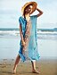 זול בגדי חוף-בגדי ריקוד נשים בגדי ים כיסוי בגד ים גיאומטרי כחול צוואר הלטר בגדי ים גאומטרי