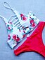 baratos Bikini-Mulheres Color Block Floral Biquíni roupa de banho Estampado Floral Nadador Roupa de Banho Fatos de banho Branco