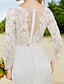 cheap Wedding Dresses-Mermaid / Trumpet Bateau Neck Sweep / Brush Train All Over Lace Made-To-Measure Wedding Dresses with Lace / Ruched by LAN TING BRIDE® / Illusion Sleeve