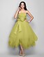זול שמלות לאירועים מיוחדים-נשף סגנון חמוד שמלה מסיבת קוקטייל באורך הקרסול ללא שרוולים סטרפלס סאטן עם סרט פפיון(ים) 2022
