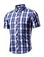 cheap Men&#039;s Casual Shirts-Men&#039;s Shirt Plaid Button Down Collar Wine Green White Black Gray Short Sleeve Daily Weekend Print Slim Tops / Summer / Summer