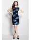 cheap Women&#039;s Dresses-Women&#039;s Party Going out Vintage Sheath Dress - Embroidered Flower Fall Blue Red L XL XXL