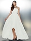 cheap Prom Dresses-A-Line Elegant Dress Prom Formal Evening Asymmetrical Sleeveless Illusion Neck Taffeta with Pleats Beading 2024