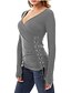 abordables Top femme grande taille-Femme T shirt Tee Couleur Pleine Col V Violet Gris Noir du quotidien Sortie Croisé Vêtement Tenue / Manches Longues