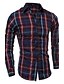 cheap Men&#039;s Casual Shirts-Men&#039;s Shirt Striped Plaid / Check Solid Colored Peter Pan Collar Red Brown Long Sleeve Plus Size Daily Tops Cotton Active / Summer / Summer
