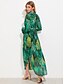cheap Women&#039;s Dresses-Women&#039;s Going out Boho Swing Dress,Print Shirt Collar Asymmetrical Long Sleeves Polyester Summer Fall High Rise Inelastic Thin