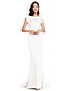 cheap Special Occasion Dresses-Sheath / Column Elegant Pastel Colors Formal Evening Black Tie Gala Dress Illusion Neck Short Sleeve Court Train Polyester with Crystals Beading 2020