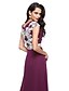 cheap Evening Dresses-A-Line Color Block Formal Evening Dress Jewel Neck Sleeveless Court Train Chiffon Lace with Appliques 2020