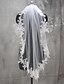 cheap Wedding Veils-One-tier Lace Applique Edge Wedding Veil Fingertip Veils with Appliques Lace / Tulle / Mantilla