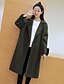 cheap Women&#039;s Coats &amp; Trench Coats-Women&#039;s Daily Simple / Casual Fall Plus Size Maxi Coat, Solid Colored Notch Lapel Long Sleeve Cotton Oversized Army Green / Butterfly Sleeves