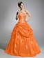 preiswerte Abendkleider-Ballkleid luxuriös Quinceanera Abiball Kleid Schatz Ausschnitt Ärmellos Pinsel Schleppe Taft mit Kristall Verzierung Drapiert 2021