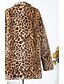 cheap Women&#039;s Outerwear-Women&#039;s Daily Simple / Casual Fall / Winter Long Fur Coat, Leopard Stand Long Sleeve Faux Fur Brown M / L / XL