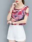 cheap Women&#039;s Blouses &amp; Shirts-Women&#039;s Daily Going out Cute Casual Summer Fall Blouse,Botanical Print Round Neck Short Sleeves Polyester Chiffon Medium