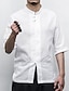 Χαμηλού Κόστους ανδρικά πουκάμισα casual-Ανδρικά Πουκάμισο Μονόχρωμο Όρθιος Γιακάς Λευκό Μαύρο Πράσινο Χακί Βαθυγάλαζο Μπεζ Μισό μανίκι Καθημερινά Δουλειά Άριστος Λινό Κινεζικό στυλ
