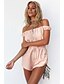 cheap Women&#039;s Rompers-Women&#039;s Romper Pure Color Color Block Boat Neck Work Weekend Relaxed Regular Fit Short Sleeve Puff Sleeve Pink S M L Spring