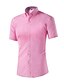 cheap Men&#039;s Shirts-Men&#039;s Plus Size Solid Colored Shirt - Cotton Casual Active Daily Wine / Black / Blue / Blushing Pink / Navy Blue / Summer / Short Sleeve