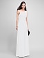 Χαμηλού Κόστους Βραδινά Φορέματα-Ίσια Γραμμή Αμπίρ Φόρεμα Επισκέπτης γάμου Επίσημο Βραδινό Μακρύ Αμάνικο Ένας Ώμος Φόρεμα παράνυμφου Σιφόν με Πιασίματα Χάντρες 2024