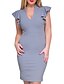 levne Dámské šaty-Dámské Vintage Párty Práce Velké velikosti Bodycon Šaty Jednobarevné,Krátký rukáv Do V Délka ke kolenům Bavlna Polyester Léto High Rise